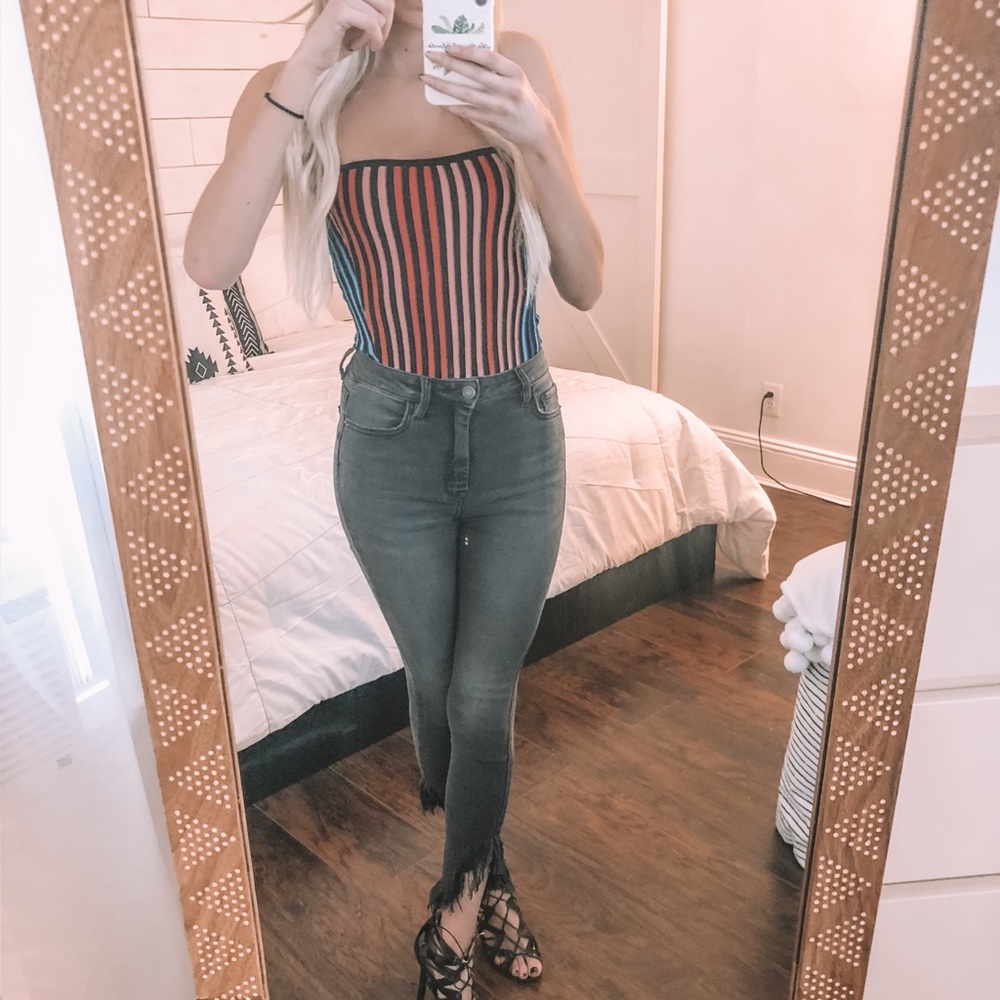 Rainbow striped tube top. Worn once!